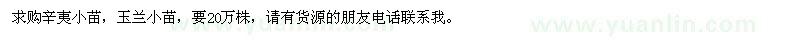 求購(gòu)辛夷小苗、玉蘭小苗