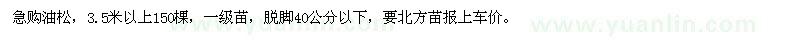 求購3.5米以上油松