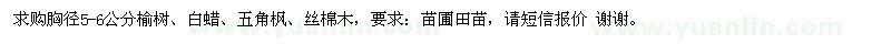 求購胸徑5-6公分榆樹、白蠟、五角楓、絲棉木