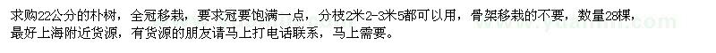 求購22公分的樸樹