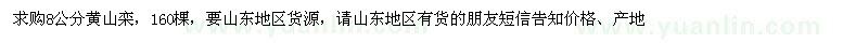 求購8公分黃山欒