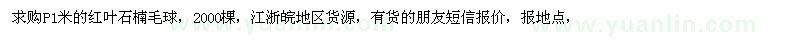 求購冠幅1米的紅葉石楠毛球