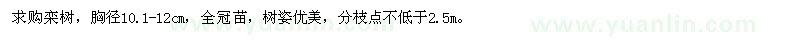 求購胸徑10.1-12cm欒樹