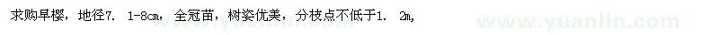 求購早櫻，地徑7.1-8cm