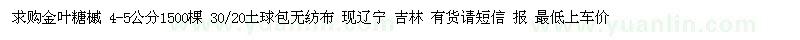求購(gòu) 金葉糖槭4-5公分