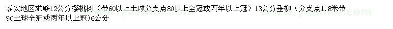 求購12櫻桃樹13垂柳6桃樹