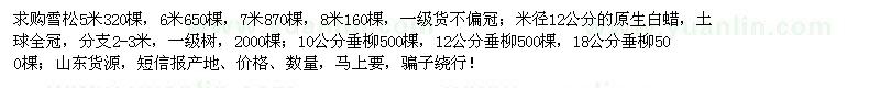求購(gòu)雪松、原生白蠟、垂柳