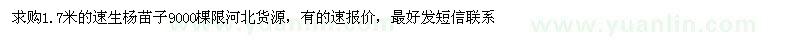 求購(gòu)1.7米的速生楊苗子