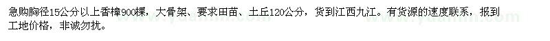 求購胸徑15公分以上香樟900棵
