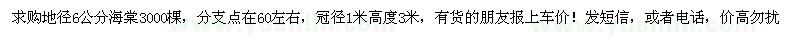 求購地徑6公分海棠