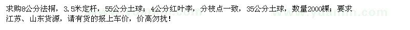 求購8公分法桐、4公分紅葉李