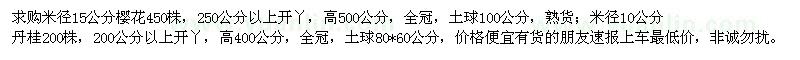 求購米徑15公分櫻花、米徑10公分丹桂