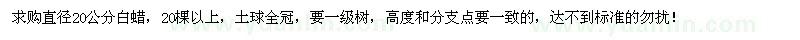 求購(gòu)直徑20公分白蠟