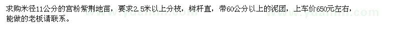 求購米徑11公分的宮粉紫荊地苗