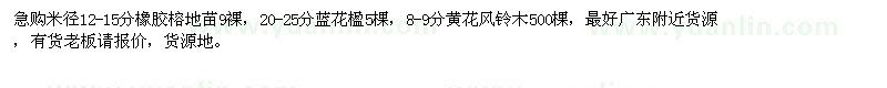 求購橡膠榕、藍花楹、黃花風鈴木