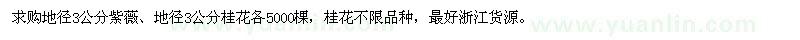 求購地徑3公分紫薇、地徑3公分桂花
