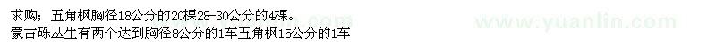 求購五角楓、蒙古櫟 