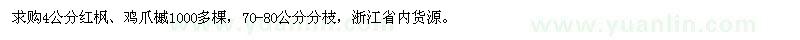 求購(gòu)4公分紅楓、雞爪槭