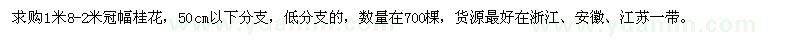 求購1米8-2米冠幅桂花