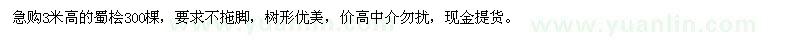 求購(gòu)3米高蜀檜300棵