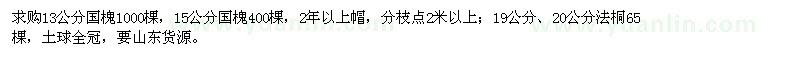 求購13、15公分國槐，19、20公分法桐