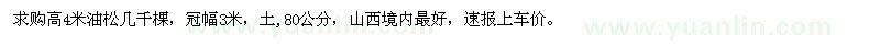求購高4米油松