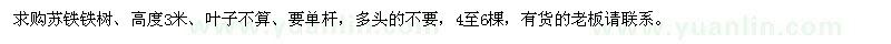 求購(gòu)高3米蘇鐵鐵樹(shù)