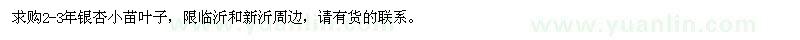 求購2-3年銀杏小苗葉子