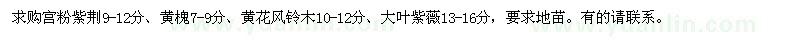 求購宮粉紫荊、黃槐、黃花風鈴木、大葉紫薇