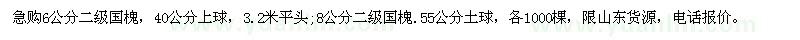 求購(gòu)6公分、8公分二級(jí)國(guó)槐