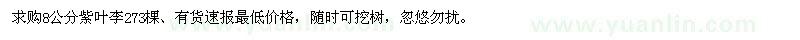 求購8公分紫葉李