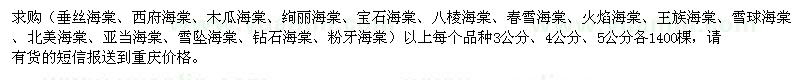 求購3公分、4公分、5公分各種規(guī)格海棠