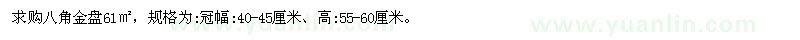 求購(gòu)高55-60公分八角金盤