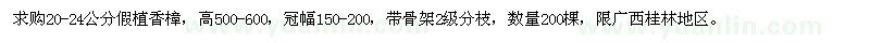 求購20-24公分假植香樟