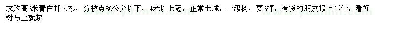 求購高6米青白扦云杉