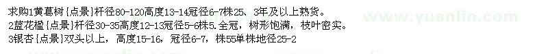 求購(gòu)黃葛樹、藍(lán)花楹、銀杏