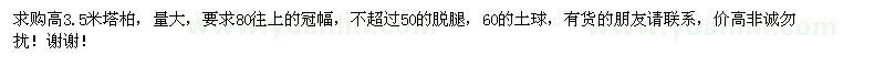 求購高3.5米塔柏