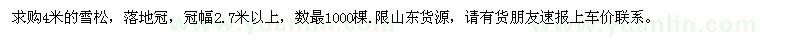 求購高4米雪松