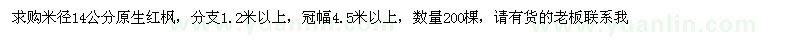 求購14公分原生紅楓