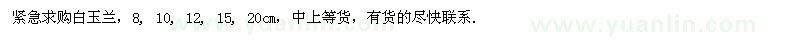 求購8、10、12、15、20公分白玉蘭