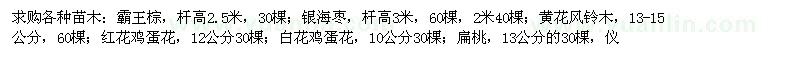 求購(gòu)霸王棕、銀海棗、黃花風(fēng)鈴木