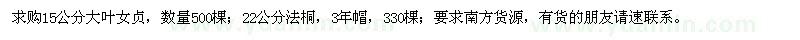 求購15公分大葉女貞、22公分法桐