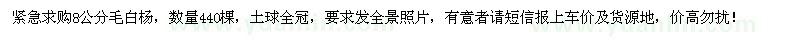 求購8公分毛白楊