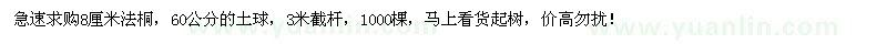 求購8公分法桐