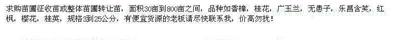求購香樟、桂花、廣玉蘭、無患子等苗圃征收苗或轉(zhuǎn)讓苗