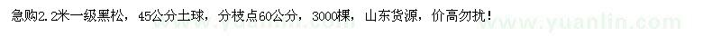 求購2.2米黑松