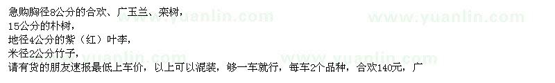 求購(gòu)合歡、廣玉蘭、欒樹(shù)