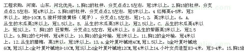 求購(gòu)杜仲、叢生的木瓜、七葉樹(shù)等工程苗