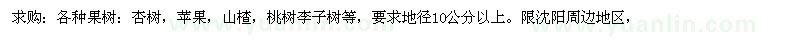 求購(gòu)杏樹(shù)、桃樹(shù)、李子樹(shù)等