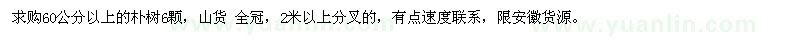 求購(gòu)60公分以上樸樹(shù)